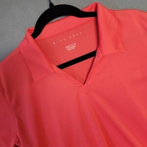 Nike Golf Womens XL Pink V-Neck Short Sleeve Fit Dry Polo Shirt